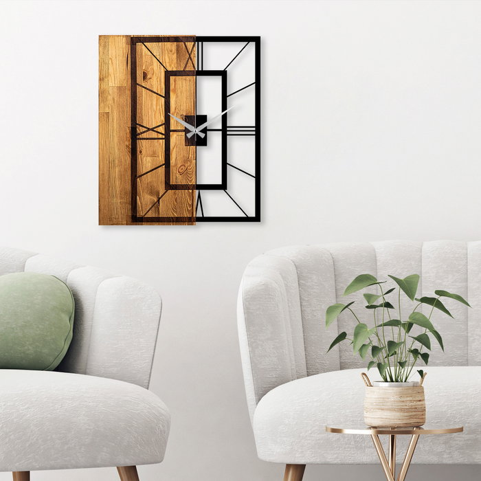 Wallity Wooden Clock 37 Nogal claro y negro